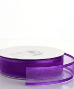 Silkflowersfactory 7/8" X 25 Yards Organza Ribbon With Satin Edge - Purple Ribbons