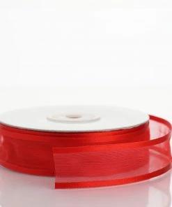 Silkflowersfactory 7/8" X 25 Yards Organza Ribbon With Satin Edge - Red Ribbons