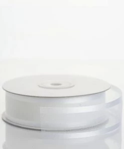 Silkflowersfactory 7/8" X 25 Yards Organza Ribbon With Satin Edge - White