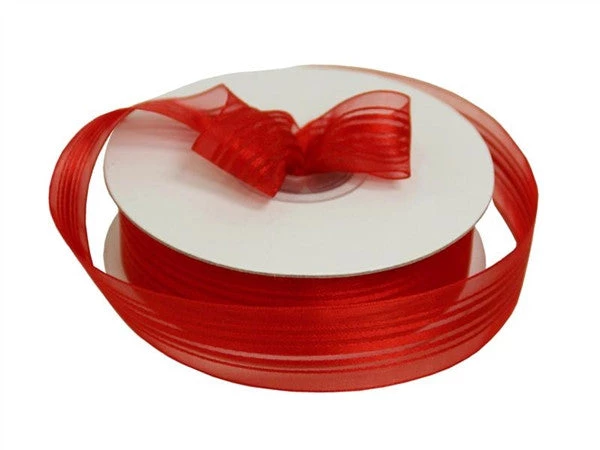 Silkflowersfactory Ribbons 25 Yard 7/8" DIY Red Organza Ribbon With Satin Stripes For Craft Dress Wedding ( Sold Out) 3 Silkflowersfactory Ribbons 25 Yard 7/8" DIY Red Organza Ribbon With Satin Stripes For Craft Dress Wedding ( Sold Out)