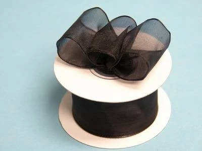 Silkflowersfactory Ribbons 1.5" X 10 Yards Organza Ribbon With Wired Edge - Black 5 Silkflowersfactory Ribbons 1.5" X 10 Yards Organza Ribbon With Wired Edge - Black