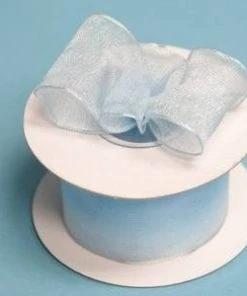Silkflowersfactory 1.5" X 10 Yards Organza Ribbon With Wired Edge - Light Blue