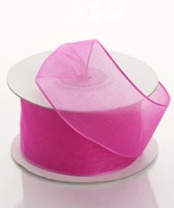 Silkflowersfactory 1.5" X 10 Yards Organza Ribbon With Wired Edge - Fuchsia