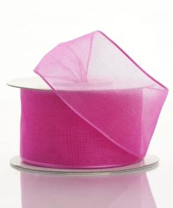 Silkflowersfactory 1.5" X 10 Yards Organza Ribbon With Wired Edge - Fuchsia