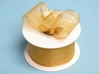 Silkflowersfactory Ribbons 1.5" X 10 Yards Organza Ribbon With Wired Edge - Gold 5 Silkflowersfactory Ribbons 1.5" X 10 Yards Organza Ribbon With Wired Edge - Gold