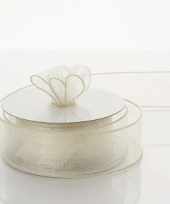 Silkflowersfactory 1.5" X 10 Yards Organza Ribbon With Wired Edge - Ivory