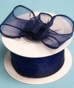 Silkflowersfactory Ribbons 1.5" X 10 Yards Organza Ribbon With Wired Edge - Navy Blue 7 Silkflowersfactory Ribbons 1.5