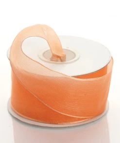 Silkflowersfactory 1.5" X 10 Yards Organza Ribbon With Wired Edge - Orange