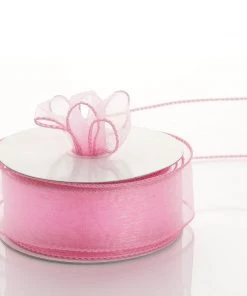 Silkflowersfactory 1.5" X 10 Yards Organza Ribbon With Wired Edge - Pink Ribbons