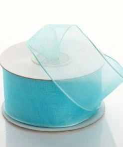 Silkflowersfactory 1.5" X 10 Yards Organza Ribbon With Wired Edge - Turquoise