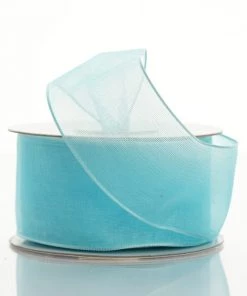 Silkflowersfactory 1.5" X 10 Yards Organza Ribbon With Wired Edge - Turquoise