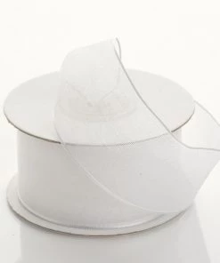 Silkflowersfactory 1.5" X 10 Yards Organza Ribbon With Wired Edge - White