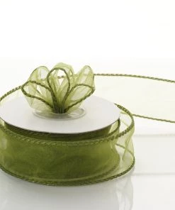 Silkflowersfactory Ribbons 1.5" X 10 Yards Organza Ribbon With Wired Edge - Willow