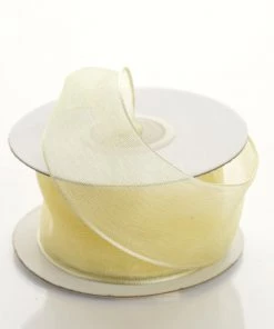Silkflowersfactory Ribbons 1.5" X 10 Yards Organza Ribbon With Wired Edge - Yellow