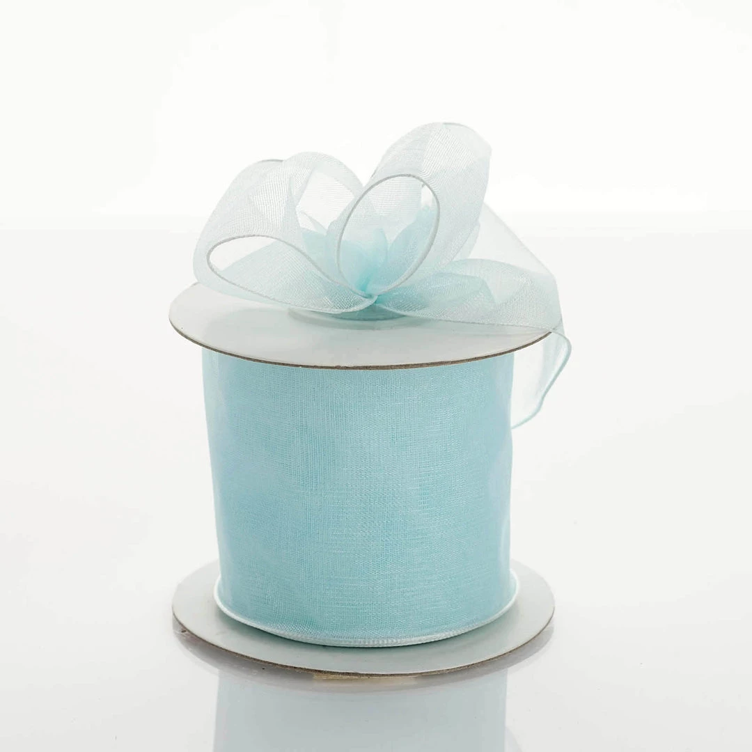 Silkflowersfactory Ribbons 2.5" X 10 Yards Organza Ribbon With Wired Edge - Light Blue 4 Silkflowersfactory Ribbons 2.5" X 10 Yards Organza Ribbon With Wired Edge - Light Blue