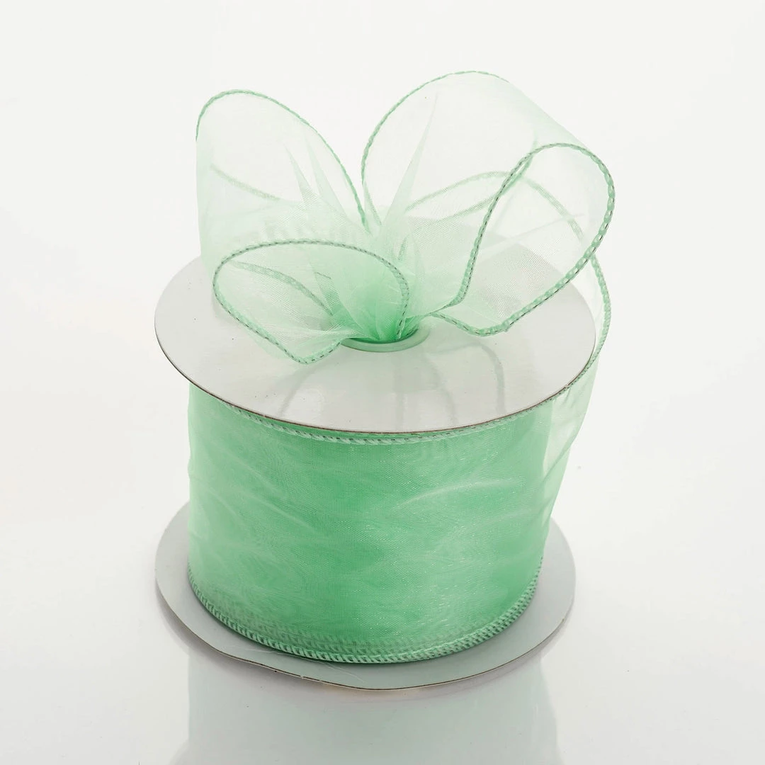 Silkflowersfactory 2.5" X 10 Yards Organza Ribbon With Wired Edge - Mint 3 Silkflowersfactory 2.5" X 10 Yards Organza Ribbon With Wired Edge - Mint