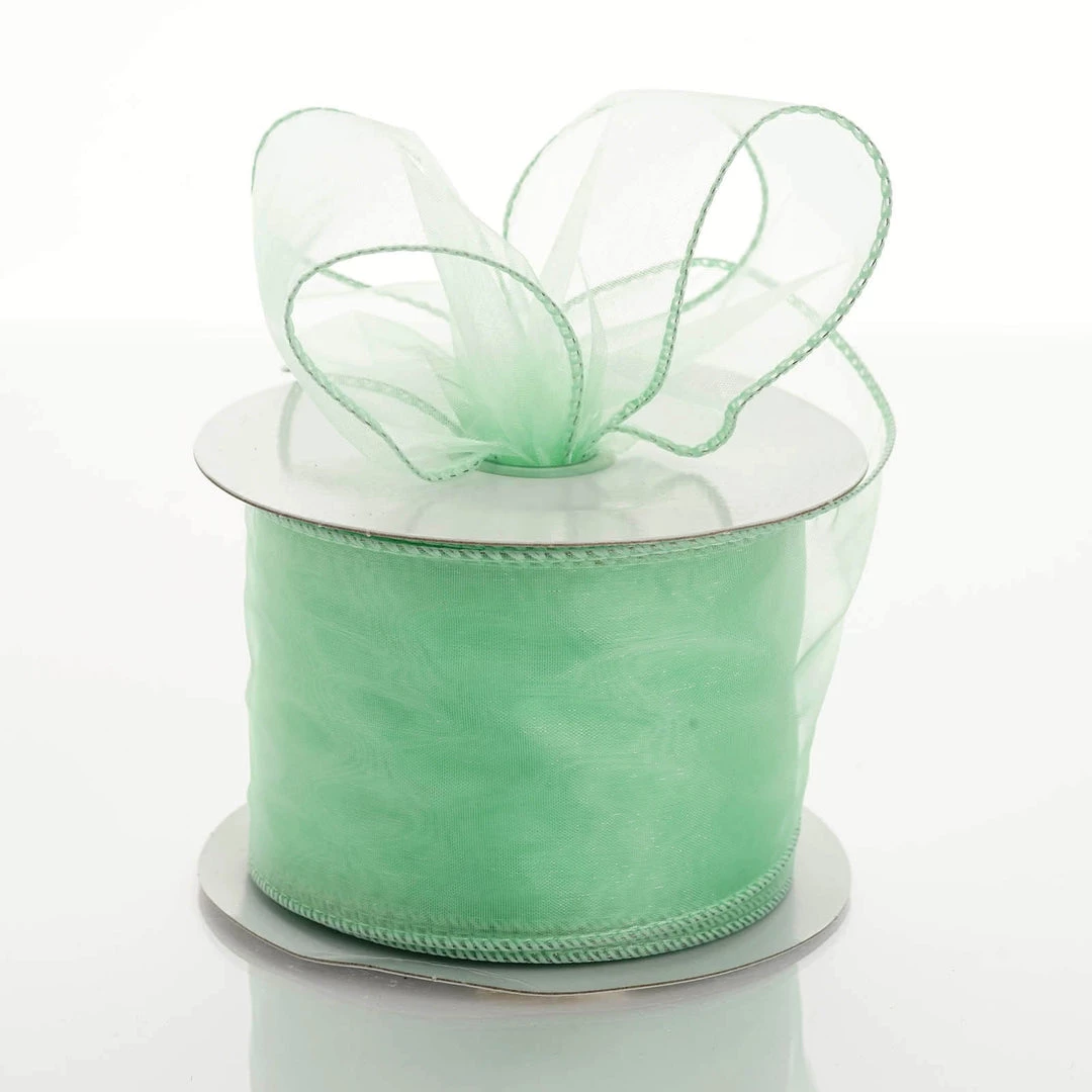 Silkflowersfactory 2.5" X 10 Yards Organza Ribbon With Wired Edge - Mint 4 Silkflowersfactory 2.5" X 10 Yards Organza Ribbon With Wired Edge - Mint