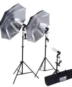 Silkflowersfactory Photography Photo Portrait Studio 600W Day Light Black/Silver Umbrella Continuous Lighting Kit