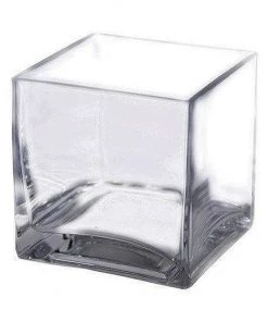 Silkflowersfactory Flower Vases & Decorations 4" Glass Centerpiece Block Vase