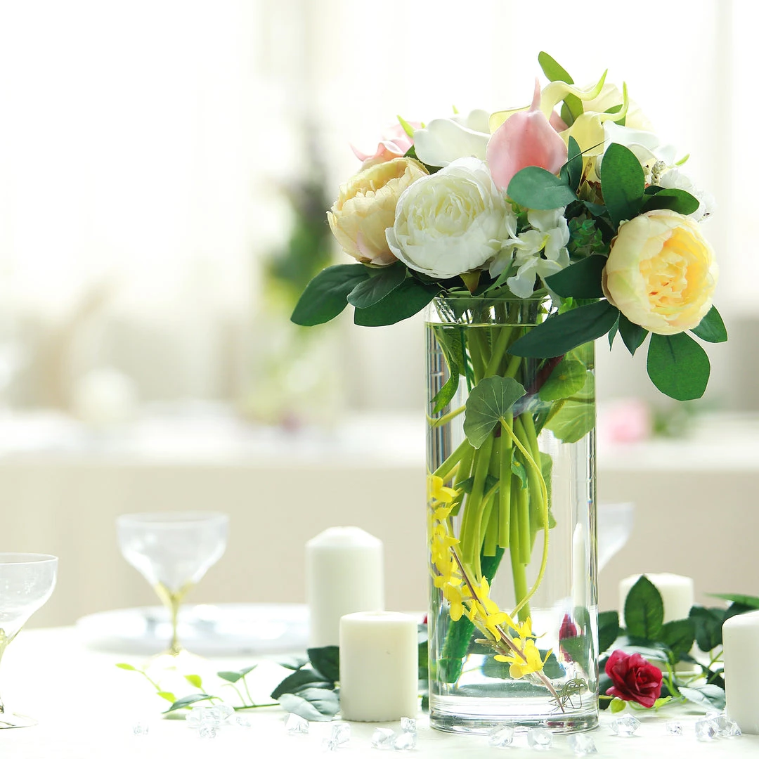 Silkflowersfactory 12" Cylinder Glass Centerpiece Vase - 6/Set Flower Vases & Decorations 12 Silkflowersfactory 12" Cylinder Glass Centerpiece Vase - 6/Set Flower Vases & Decorations
