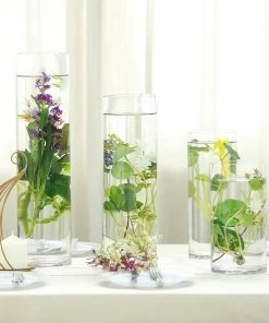 Silkflowersfactory 12" Cylinder Glass Centerpiece Vase - 6/Set Flower Vases & Decorations