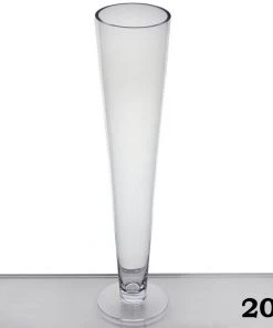 Silkflowersfactory Flower Vases & Decorations 20" Tall Trumpet Heavy Duty Glass Centerpiece Vase Wedding Party Decoration - Clear - 12/Set