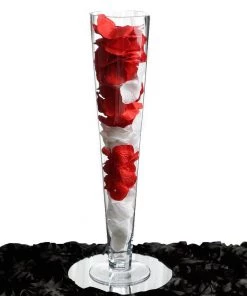 Silkflowersfactory Flower Vases & Decorations 20" Tall Trumpet Heavy Duty Glass Centerpiece Vase Wedding Party Decoration - Clear - 12/Set