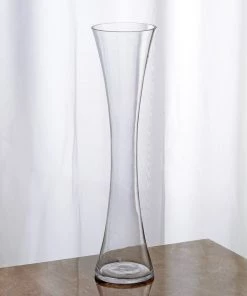 Silkflowersfactory 16" Tall Clear Hourglass Shaped Floral Centerpiece Vase Wedding Party Decoration - 12 PCS