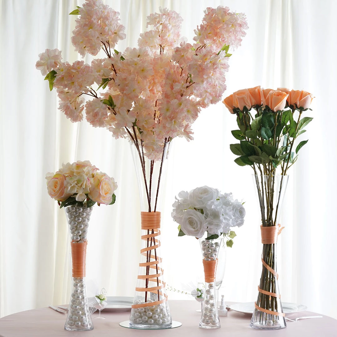 Silkflowersfactory 16" Tall Clear Hourglass Shaped Floral Centerpiece Vase Wedding Party Decoration - 12 PCS 7 Silkflowersfactory 16" Tall Clear Hourglass Shaped Floral Centerpiece Vase Wedding Party Decoration - 12 PCS