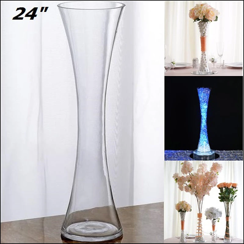Silkflowersfactory 24" Tall Clear Hourglass Shaped Floral Centerpiece Vase Wedding Party Decoration - 6 PCS 3 Silkflowersfactory 24" Tall Clear Hourglass Shaped Floral Centerpiece Vase Wedding Party Decoration - 6 PCS